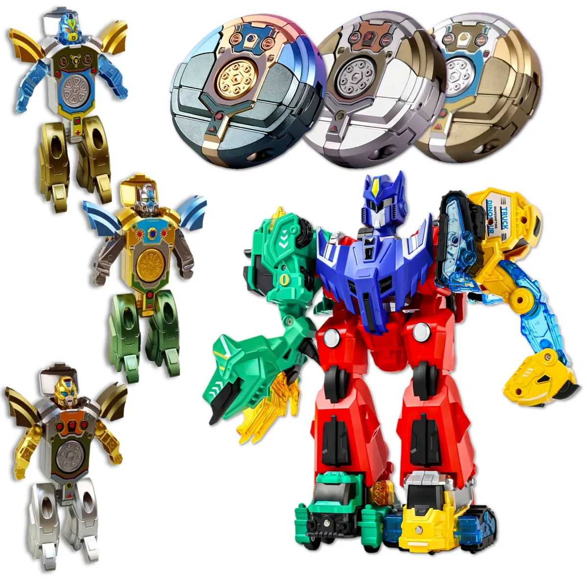 Camion per auto con dinosauro trasformante magnetico 6 in 1 - Confezione di bomboniere multiarticolo Dino Robot Decorazione per la stanza di compleanno