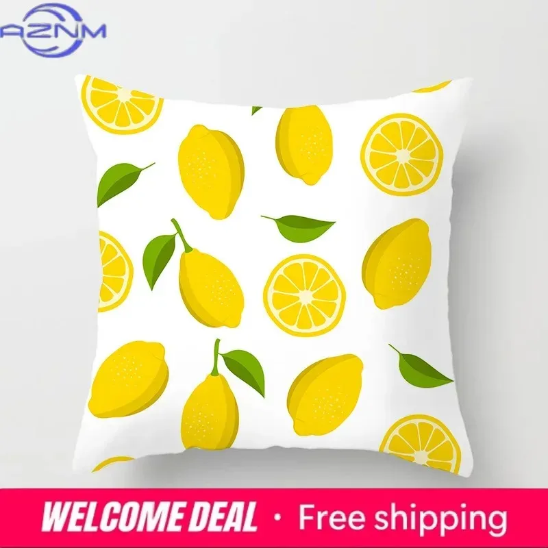 Lemon Water Pattern Watermelon Red Blue Polyester Throw Pillow Waterproof Oilcloth Car Interior Sofa Decoration Pillowcase 40911