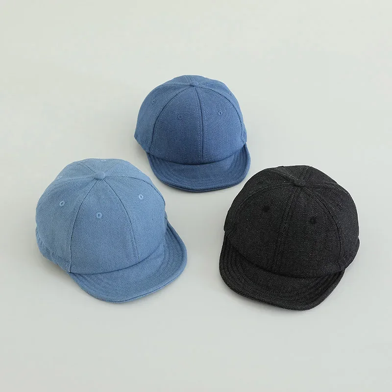 

Simple Baby Denim Baseball Cap Summer Soft Brim Cowboy Peaked Hat Solid Color Kids Boy Girl Duck Tongue Hats