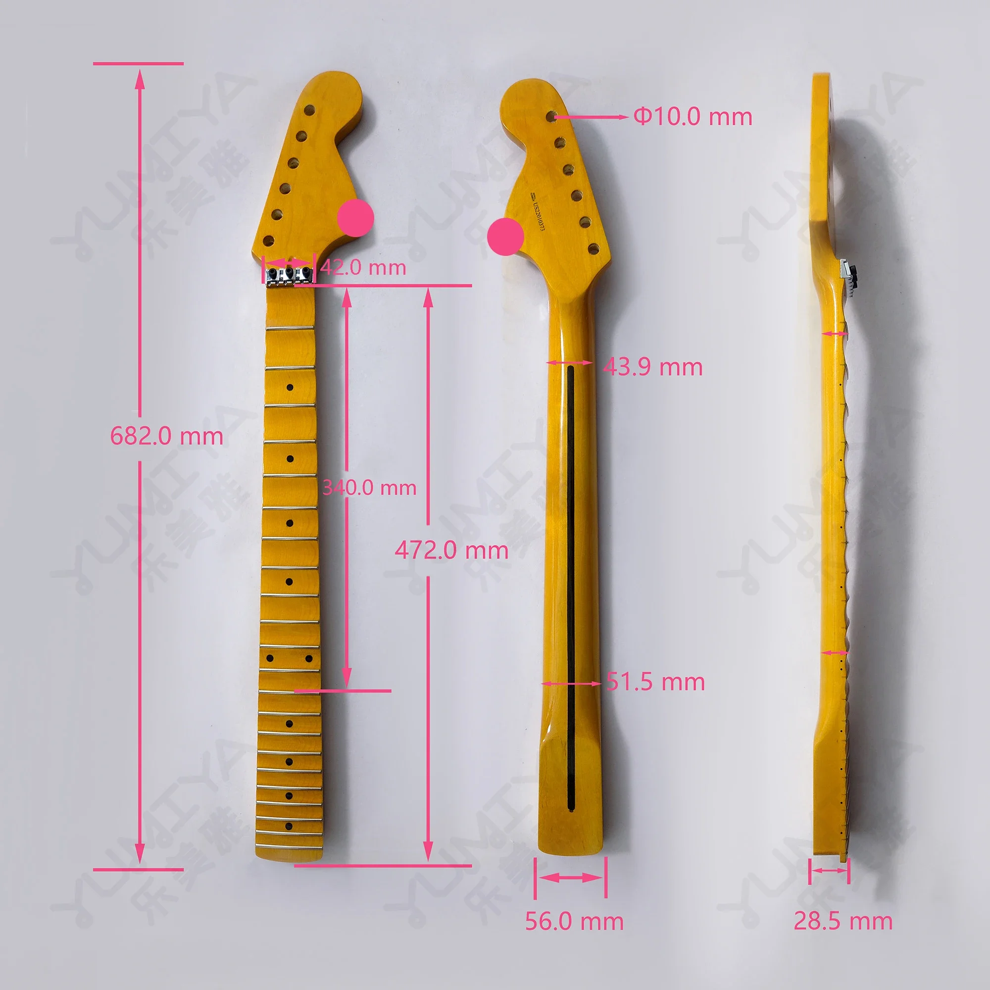 for ST Style Electric guitar Neck bright yellow Canada Imported Maple Handle Guitar Parts