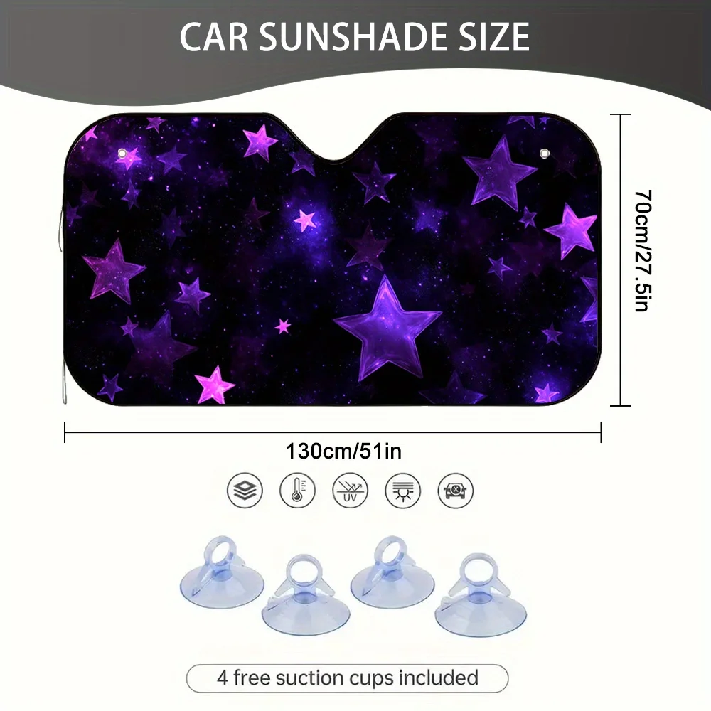 1pc Purple Starry Night Magic Car Sun Visor - UV Protection & Heat Reduction, Fit For Cars, Quick Cooling For Summer, Comfortabl