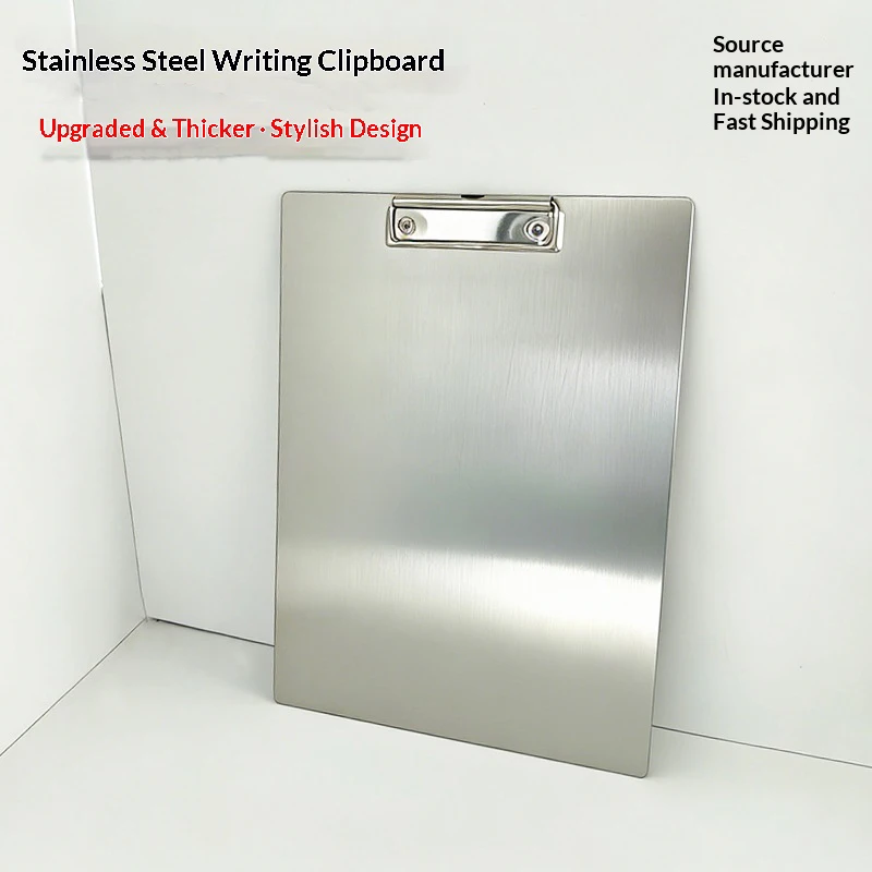 Stainless Steel Writing Clipboard Metal Menu Holder, Minimalist Business Document Folder, Durable Writing Pad and File Organizer