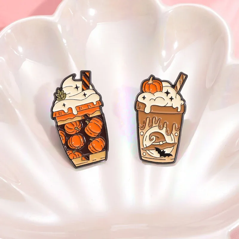 1-4 قطعة/المجموعة هالوين الرعب الهيكل العظمي عصير المينا دبابيس الشرير اليقطين الخفافيش شبح المشروبات دبابيس الملابس شارة التلبيب مجوهرات هدية