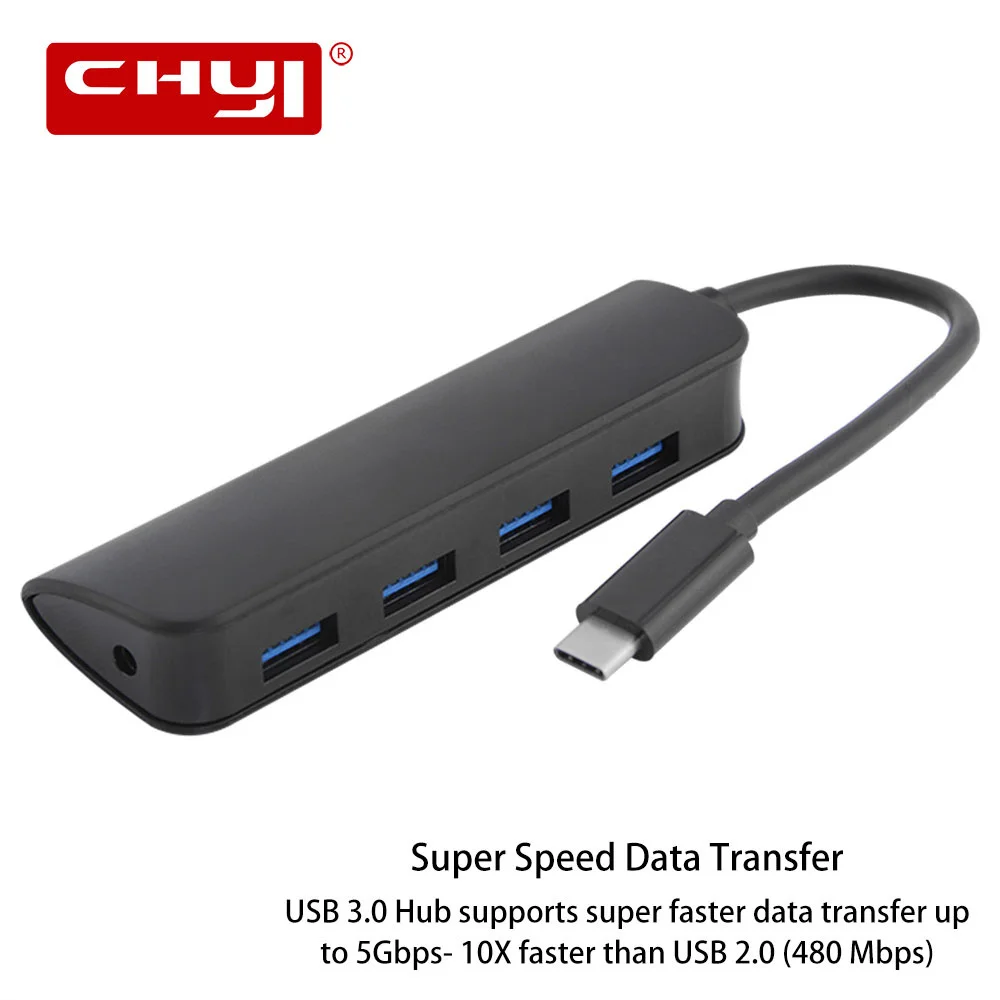 

Type C 4 Port Usb 3.0 Hub Usb-c Adapter Multi Usb3.0 Hab Splitter Super Speed Computer Accessories For PC Smartphone Macbook Pro