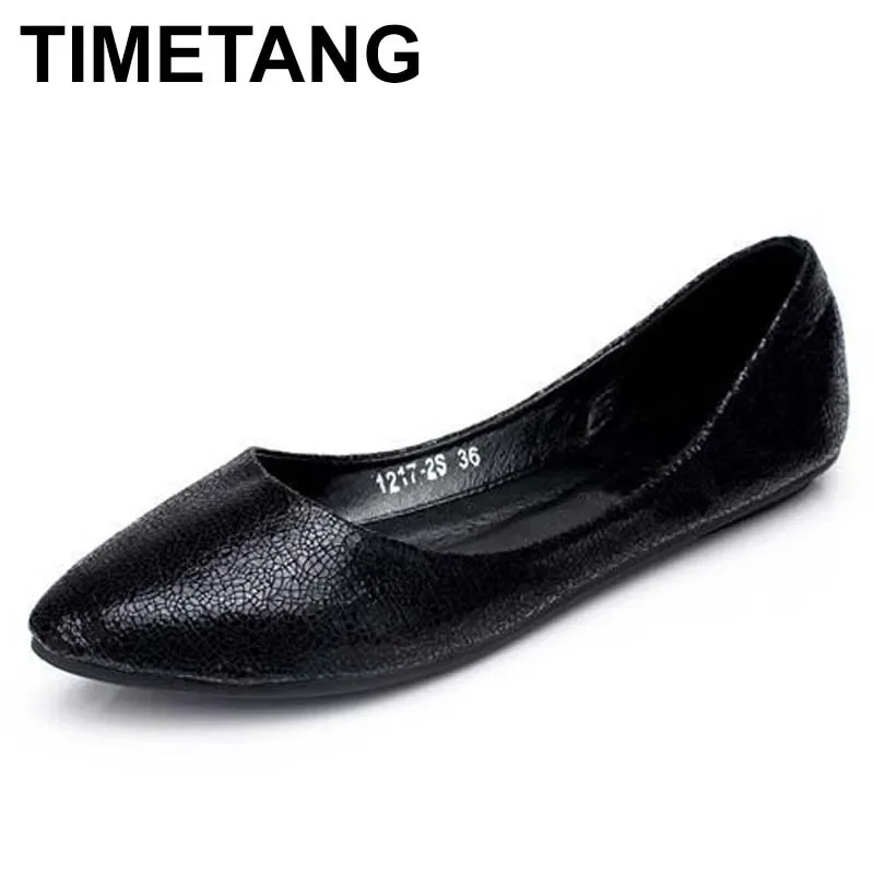 TIMETANG  Spring Summer New Moccasins Women Casual PU Leather Designer Shoes Ladies Slip On Black Silver Gold Solid Big SizeC162