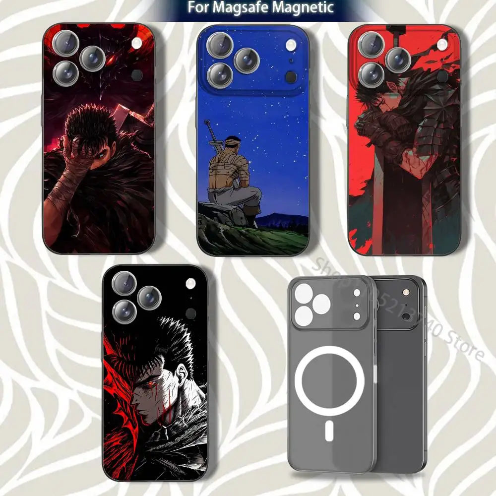 

B-BerserkS ckscreens-ES Phone Case For iPhone 15,12,11,14,13,17,16,Plus,Air,Pro,Max,E,Mini for Magsafe Magnetic Frosted Grey