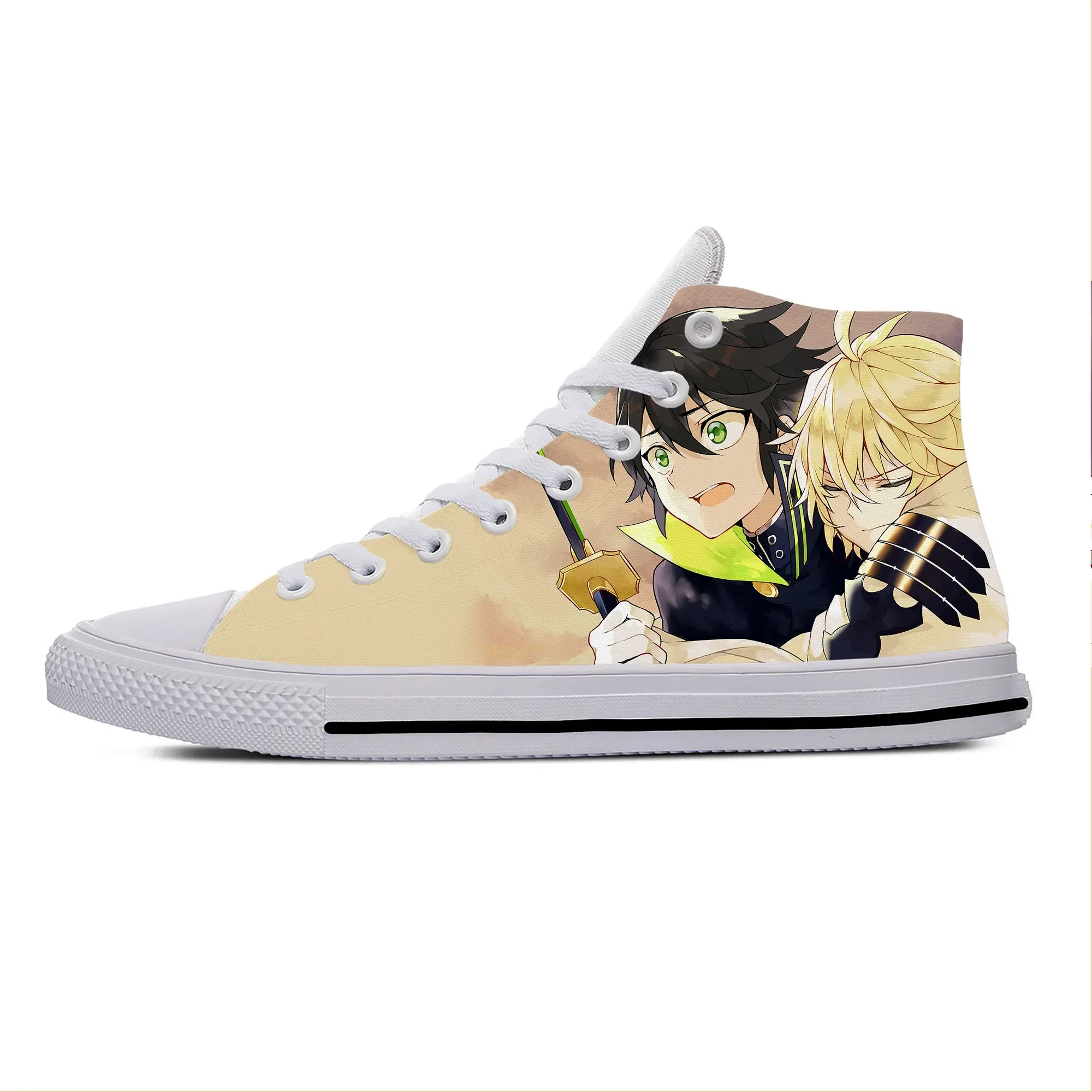 Sapatos casuais de anime japonês para homens e mulheres, manga Owari não, serafim do fim, tênis respiráveis, top alto, leve, sapatos de tábua quente