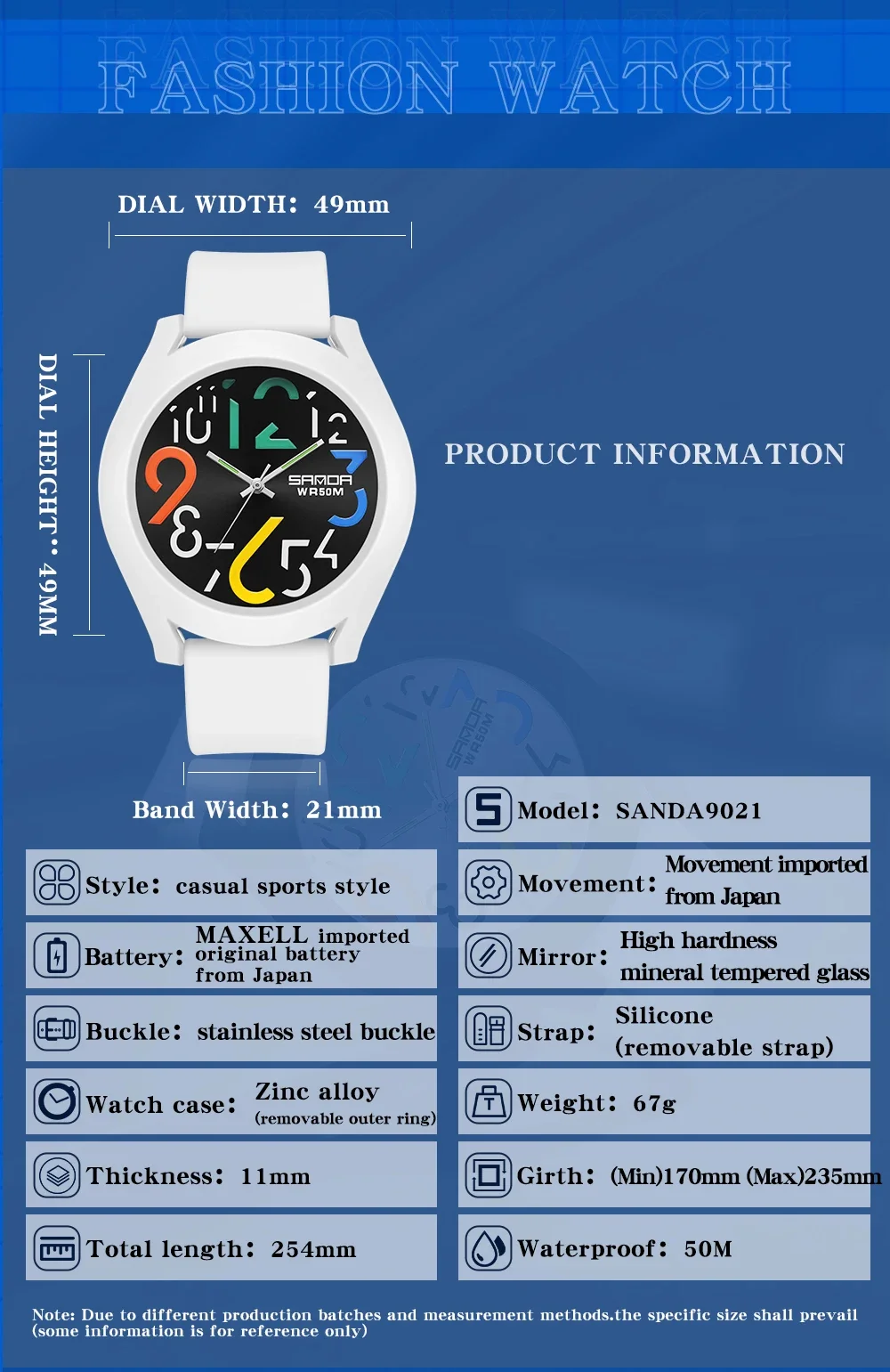 SANDA 9021 Men\'S Watch Silicone Strap Waterproof Watch Creative Simple Girls \'Watch 2024 New Fashion White Casual Quartz Clock