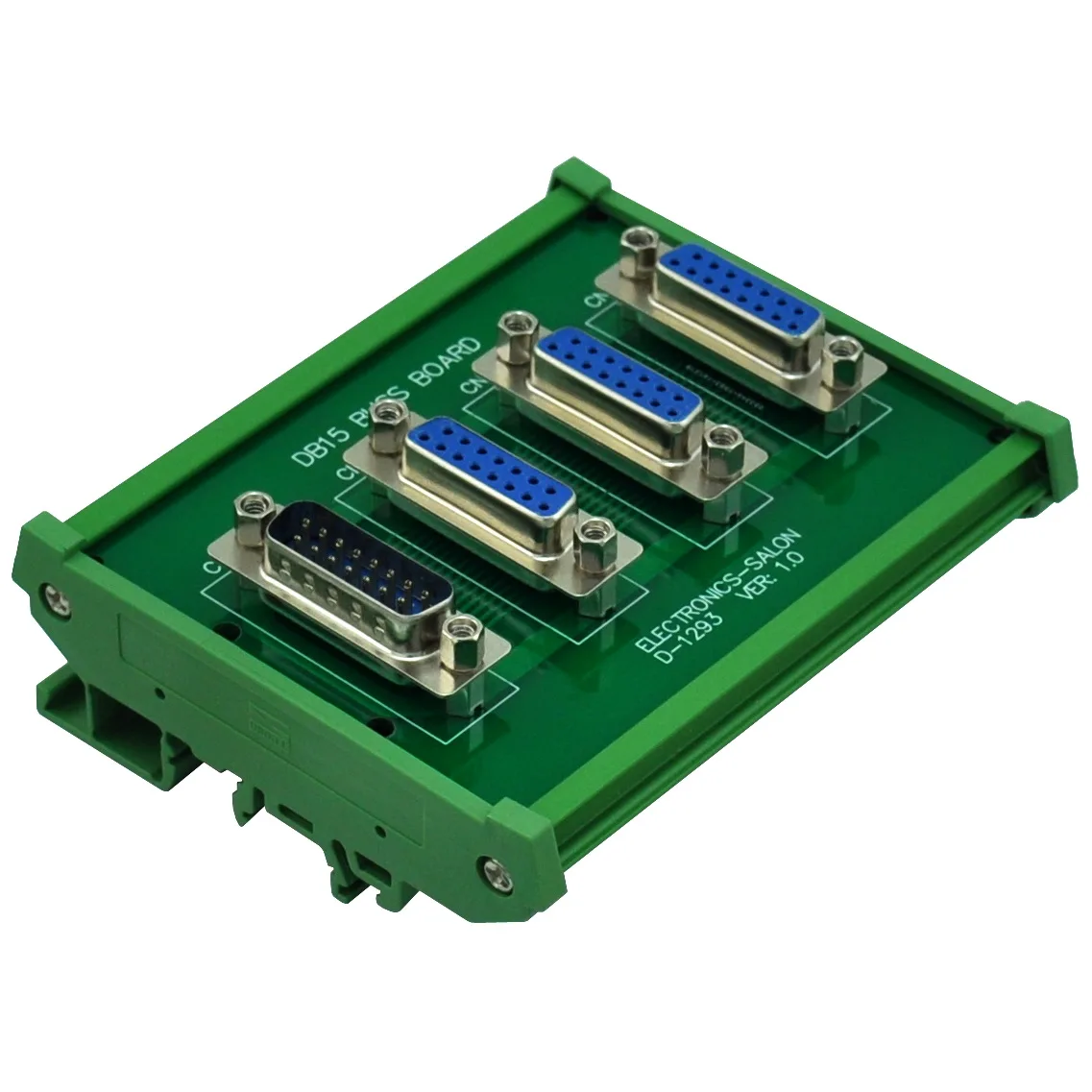 ELECTRONICS-SALON DIN Rail Mount DB15 1 Male 3 Female Buss Board, DB-15 Busboard, D-Sub Bus Board Module.