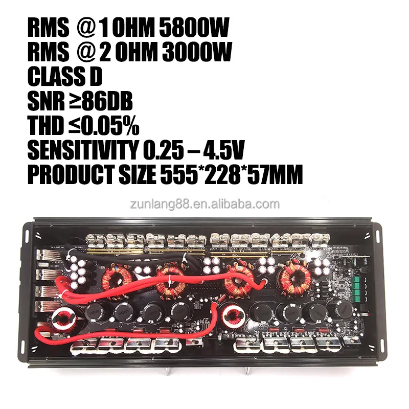 AMP Class D MonoBlock Korean 5800W RMS 1 Ohm Aluminum OEM 20 - 20000 Hz Korean Amp Class d Car Subwoofer Mono Amplifier