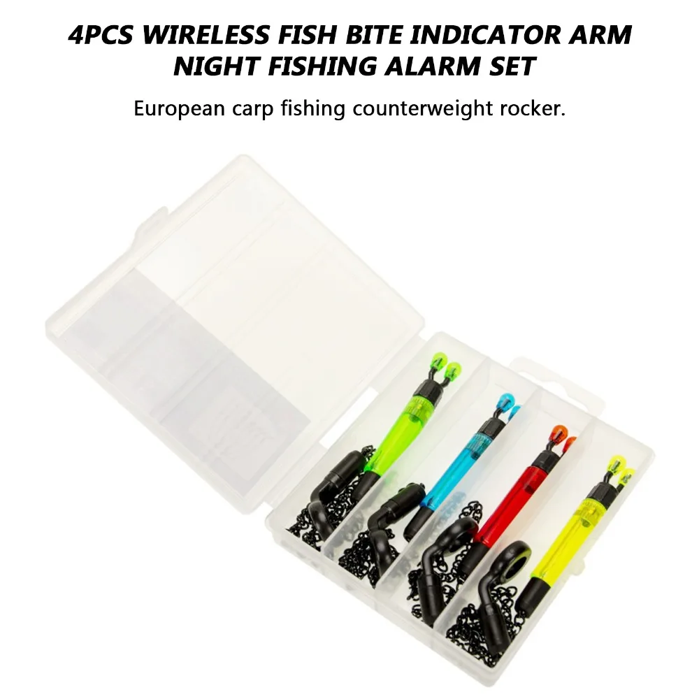 4PCS ABS Stainless Steel Fish Bite Indicator Lightweight 31.5*1cm Night Fishing Alarm 4 Color Fishing Swing Bite Alarm