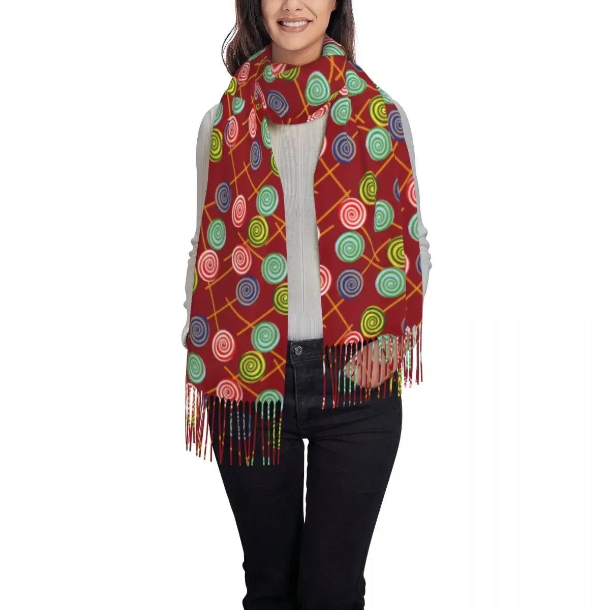 Outdoor Scarf Winter Colorful Candy Shawl Wrap Lollies Print New Design Foulard Unisex Luxury 2024 Scarves Wraps