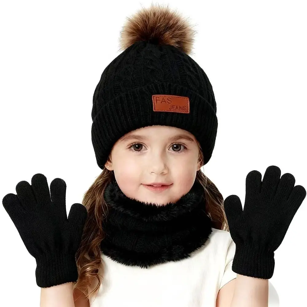 

Fashion Warm Winter Hat Scarf Gloves Set Windproof Toddler Bonnet Thicken Soft Beanies Hat