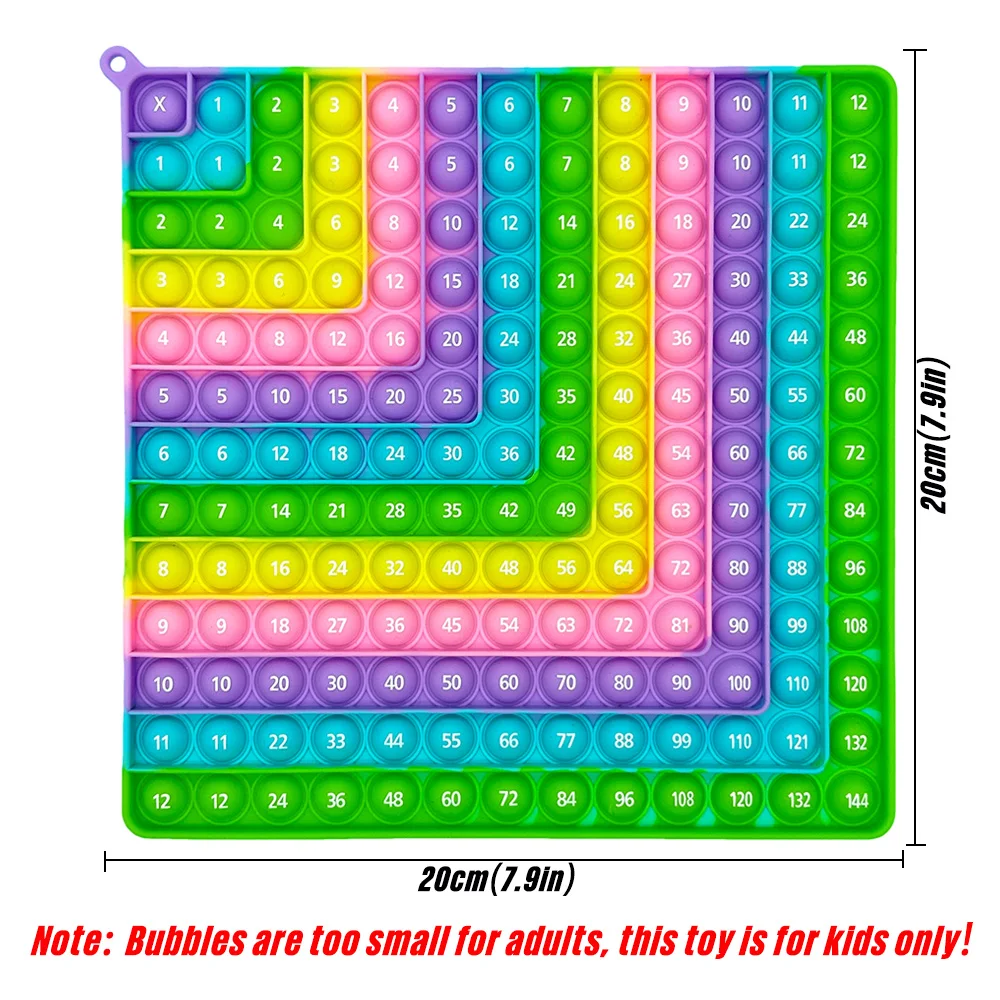 12x12 Vermenigvuldiging Praktijk Wiskundespellen Fidget Speelgoed, Draagbare Push Bubbles Times Tafelleren Speelgoed Manipulatives Cadeau voor kinderen