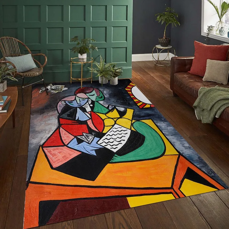 Abstract Painting Artistic Living Room Carpet Foldable Machine Washable Coffee Table Plush Mat Bedroom Fluffy Rug Ковер Tapis 러그