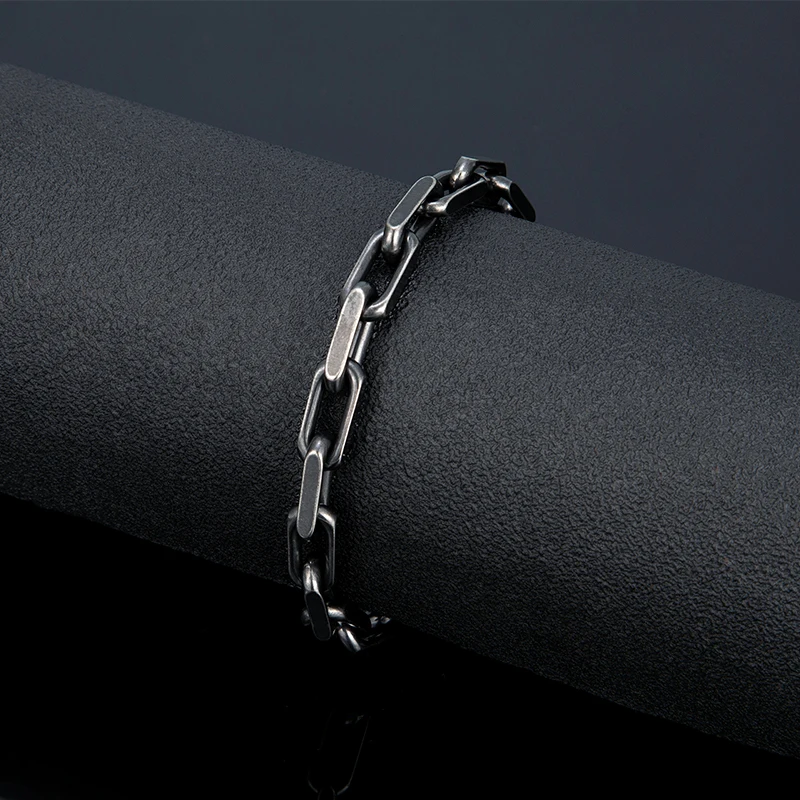 Men's Vintage Classic Bracelet Boy's Simple Stainless Steel Grey Hand Made  Chain Punk Rock Hand  Jewelry Male Accessories Gifts