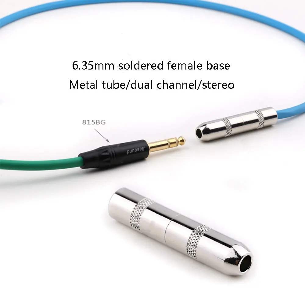 

1PC Metal tube 6.35mm Jack soldering head large three core stereo Dual channel microphone socket 6.35 soldered female base