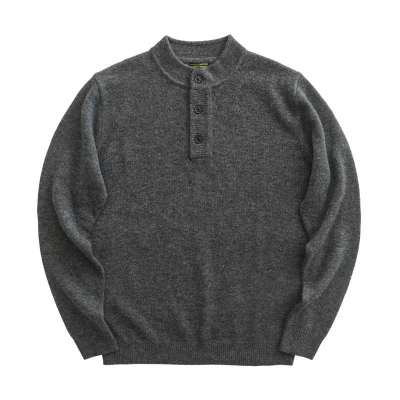 Men's Woolen Henry irt Sweater Vintage Ame i Knitted Long Sve round Ne Warm Casual Faion Loose Fit Winter Top