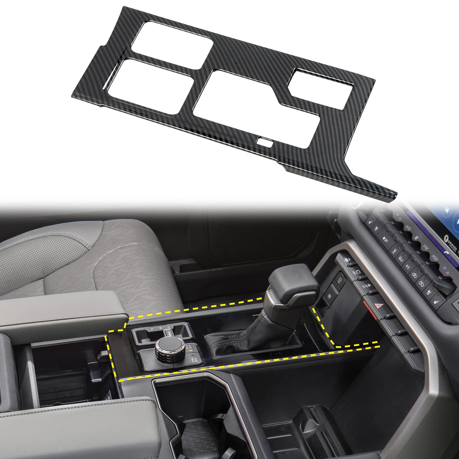 

for Toyota Tundra XK70 2022 2023 Center Console Overlay Carbon Fiber ABS Plastic 3pcs Not Suitable for Right Hand Drive