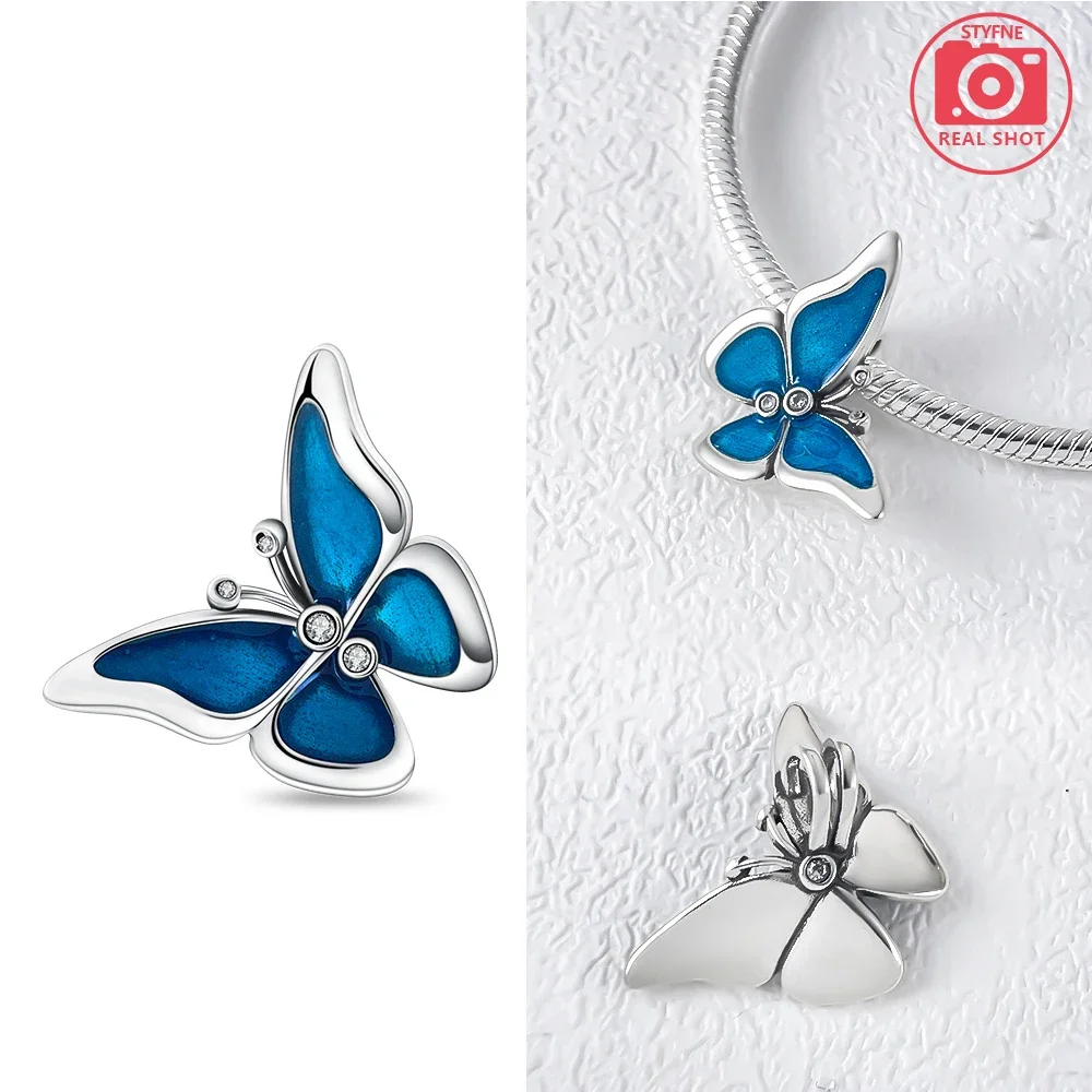 فراشة اليعسوب قلادة فضية الألوان خرز تميمة صالح الأصلي سحر خرز سوار للنساء صنع المجوهرات الهدايا #4