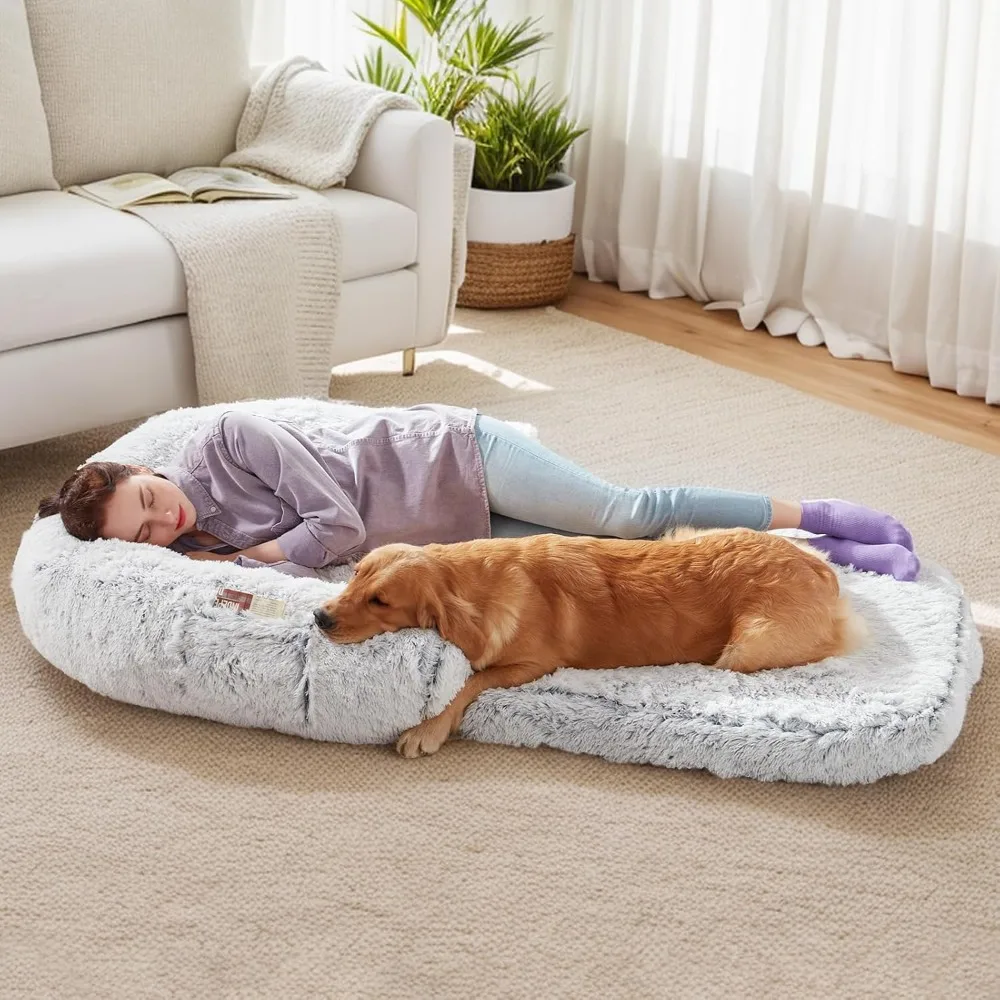 

Human Dog Bed - 72"x43"x10" Orthopedic Plush Washable Bed for Large Dogs - Foldable Design for Comfortable Naps