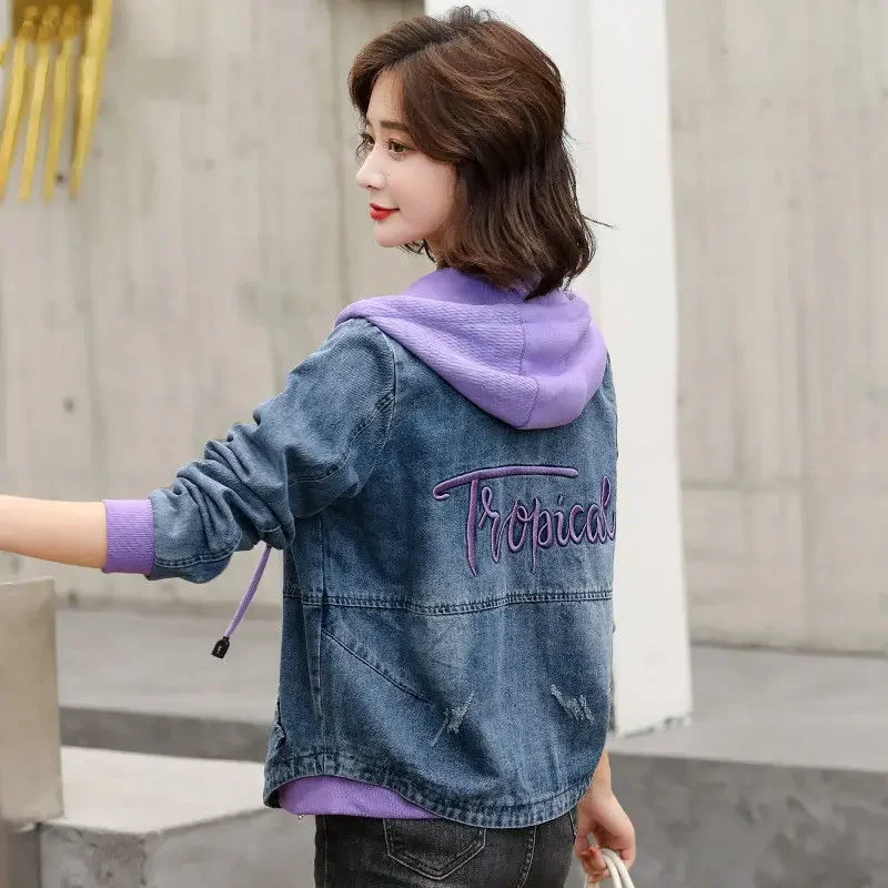 Abrigos vaqueros pequeños coreanos para mujer, chaquetas vaqueras cortas de entretiempo, ropa de calle juvenil, novedad de 2025, 2025