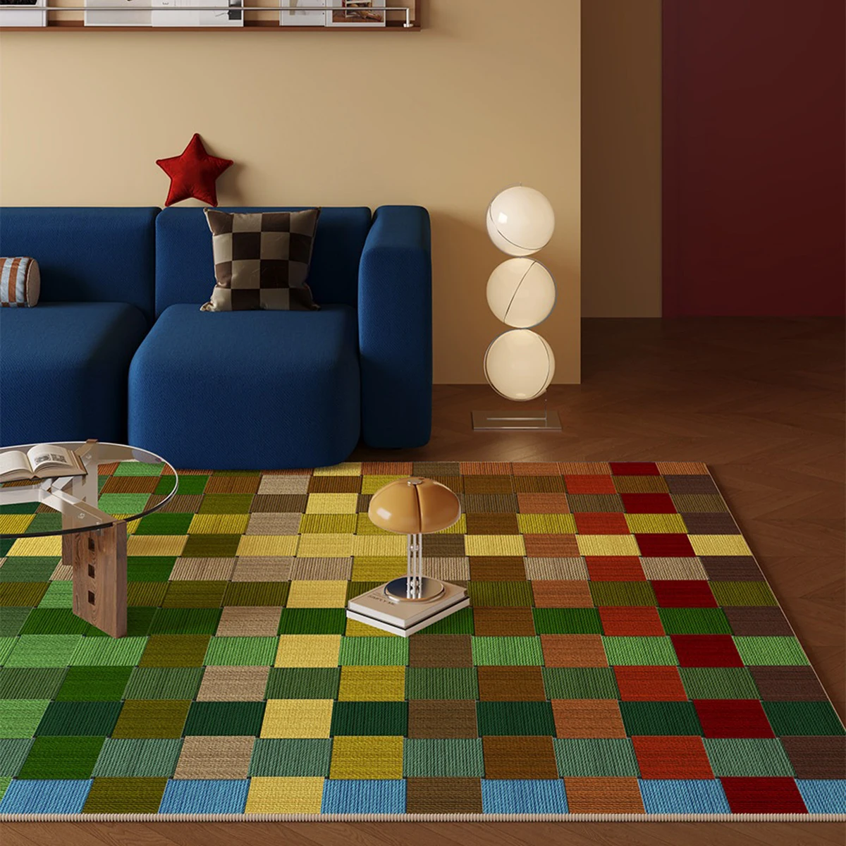 

Large Area Carpet for Living Room Mid-century Modern Style Light Luxury Rugs for Bedroom Bedside Floor Mats Home Decoration 거실러그