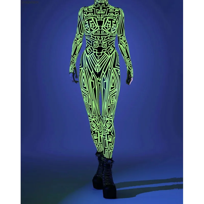 RT01 ศิลปะฮาโลวีนเส้นไม่สม่ําเสมอ Jumpsuit Holiday Party คอสเพลย์ Monos Morphsuit เวทีแสดง Zentai สูท Unisex แฟนซี Rav * Jk2