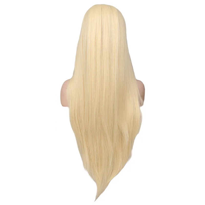 Długa blond peruka dla kobiet Jasna blond peruka Długie proste blond włosy Peruki syntetyczne