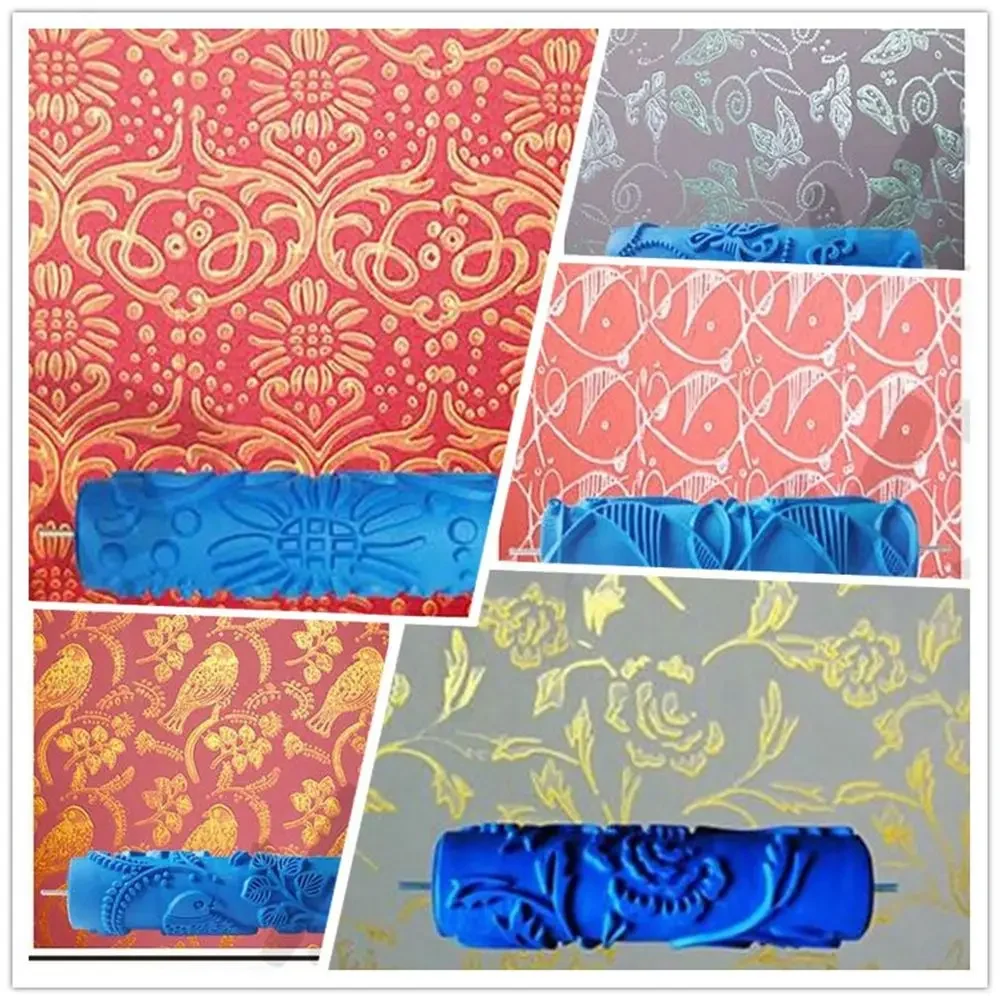Rubber Imitation Grain Pattern Paint Roller Brush Head DIY Paint Texture Pigment Printing Wall Painting Roller