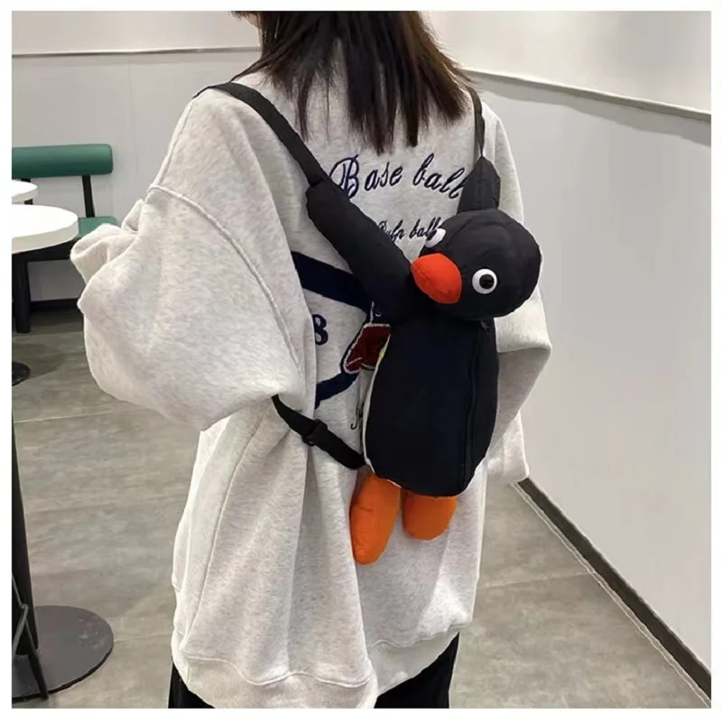 Mochila de peluche de pingüino de dibujos animados, bonito juguete de peluche PINGUed de dibujos animados, bolso de hombro de Animal relleno suave para niñas, regalos de cumpleaños