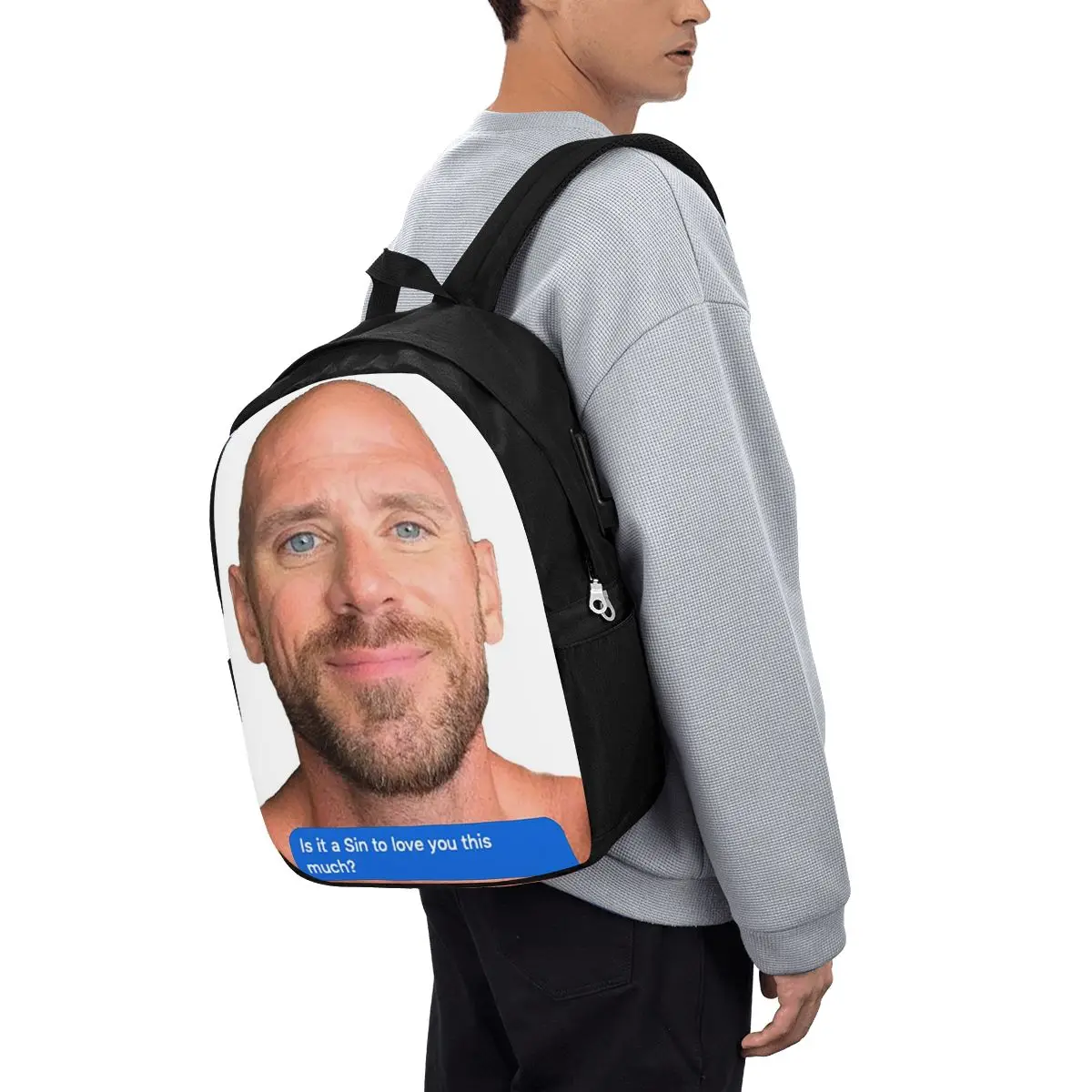 Johnny Sins Flirty Text Bubble Backpack Travel Notebook Bag Computer CollegeStudent School Bag Laptop ShoulderBags for Men Women
