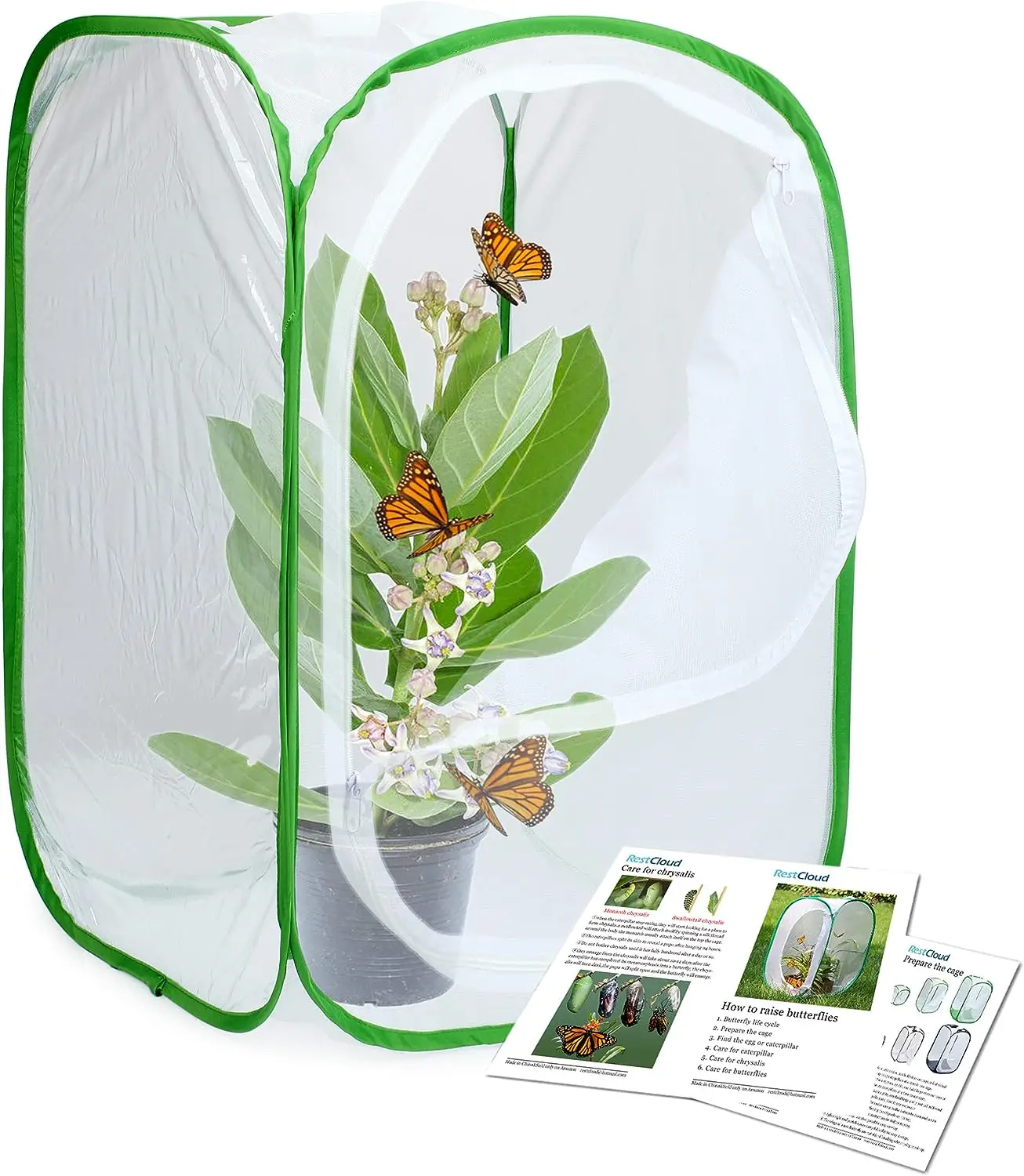 

Insect and Butterfly Habitat Cage Terrarium Pop-up Foldable Collection Mesh Breeding Cage Plant Seedling Cultivation Box