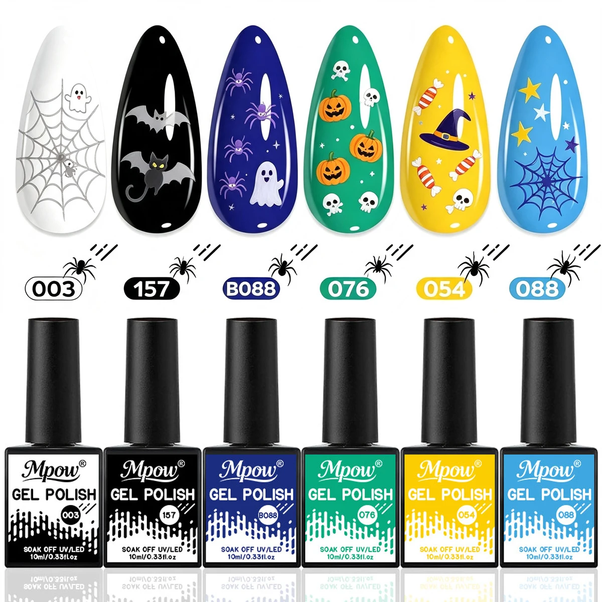Mpow 1/6Pcs Bright Neon Gel Polish Set 10ml, Blue Green Yellow High Saturation Soak Off UV LED Semi Permanent Nail Art DIY