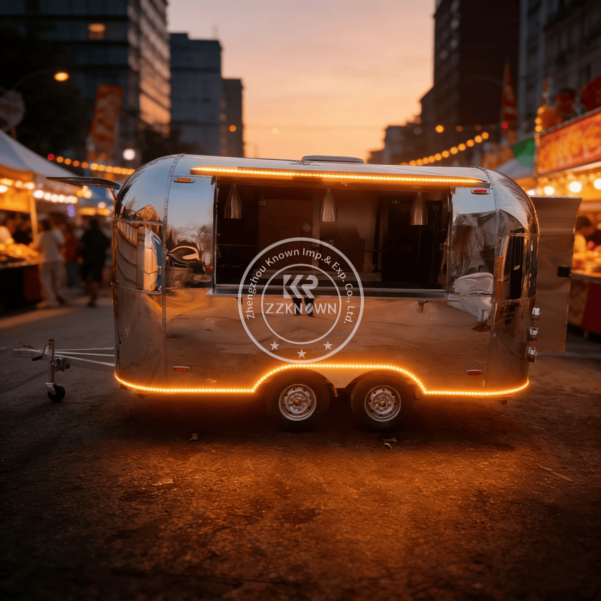 New Design Street Snack Vending Equipment Custom Fry Chicken Griddle Trailer Mobile Food Carts Trolley