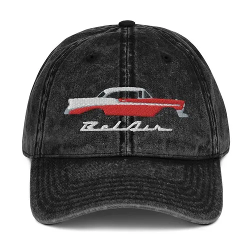 Boné Vintage de Algodão Twill 56 Belair Vermelho Antigo da Chevrolet de 1956