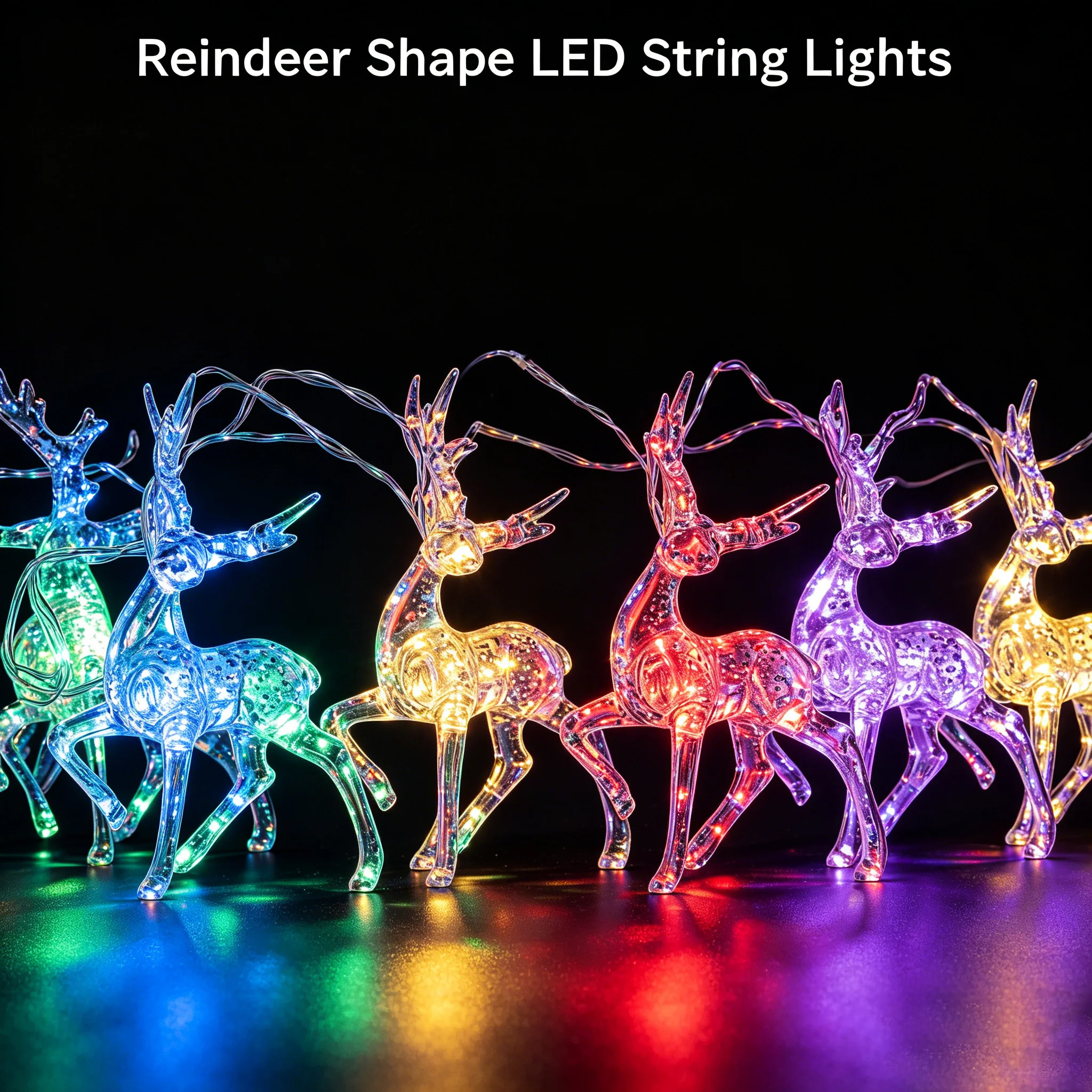 LED Reindeer String Lights Christmas Fairy Lights Warm White Cool White Multicolor Deer Garland Holiday Room Decor Xmas Party