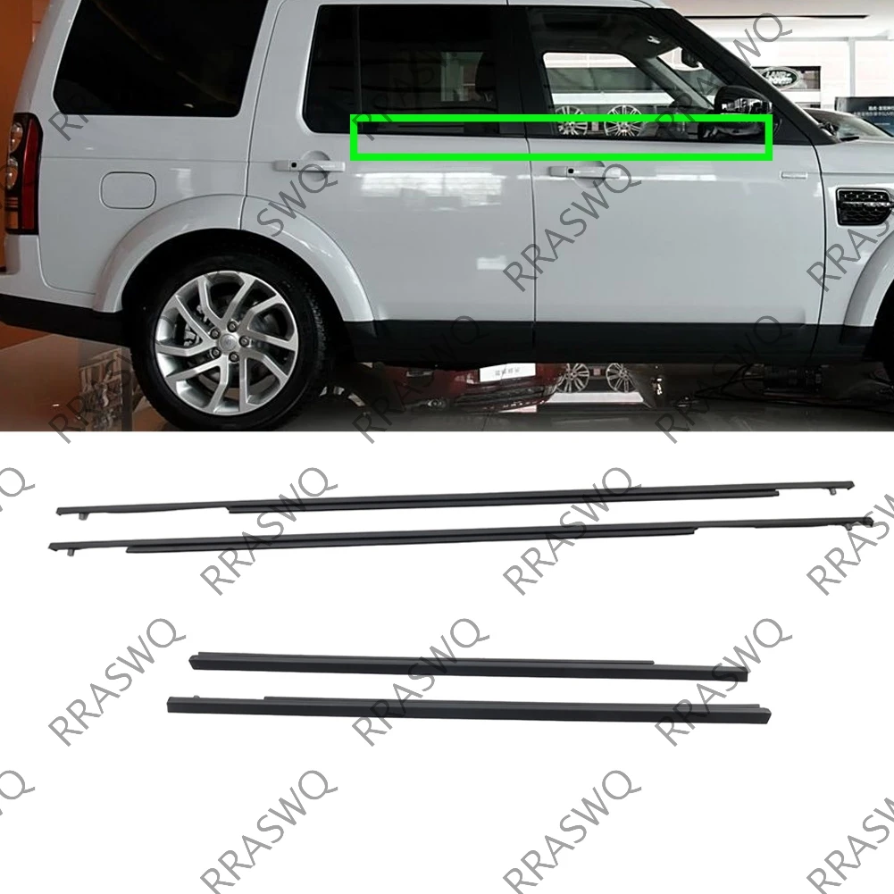 Tira de sellado para ventana de puerta delantera y trasera de coche, moldura exterior de goma ABS para Land Rover Discovery 3 4 LR3 LR4, 4 Uds.