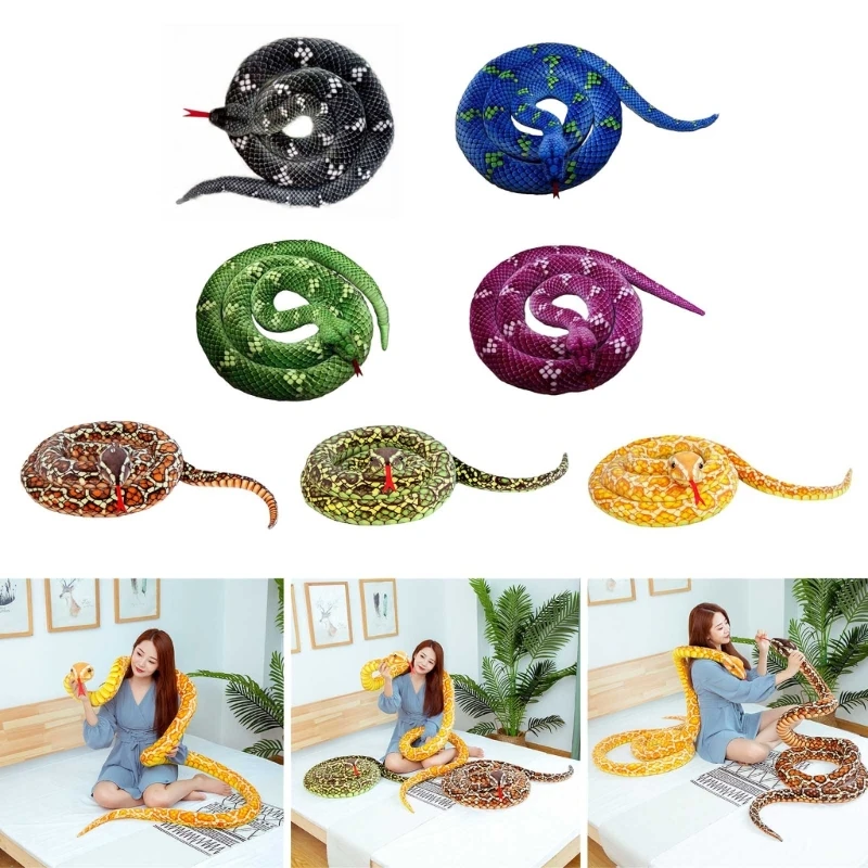 Superrr Long Snake Toy Large Size Stuffed Animals for Halloween Prank Game Toy Couch Pillow Stuffed Animals Snake