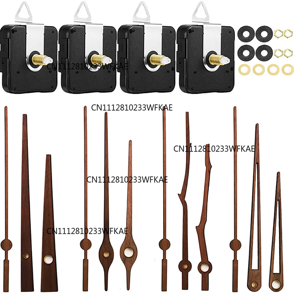 DIY repair wall clock silent movement set, black walnut solid wood hands
