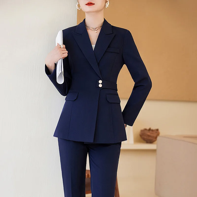 

Blue Blazer for Women 2023 Autumn New Fashion Business Work Clothes Elegant Business Suit Suit One Piece Dropshipping