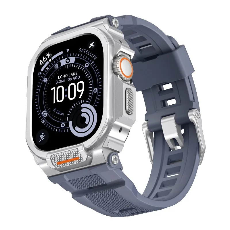 Zinc Alloy Case+Silicone Strap For Apple Watch Ultra 3-2-1 49mm Vibrant Color Two-in-one And Half-package One Band iWatch 3 49mm