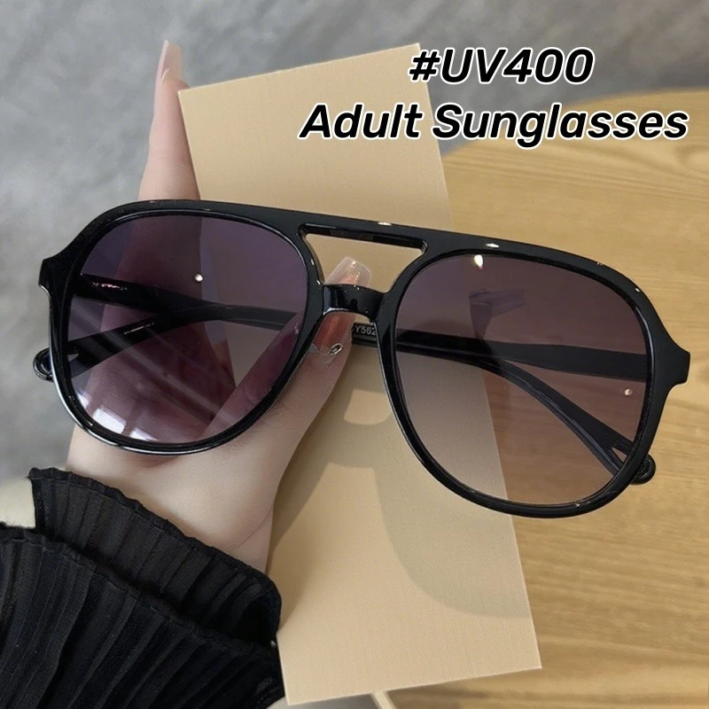 

Simple Leopard Double Beam Sunglasses Casual Riding Driving Blackout Sunglasses Men and Women Large Frame Toad Glasses