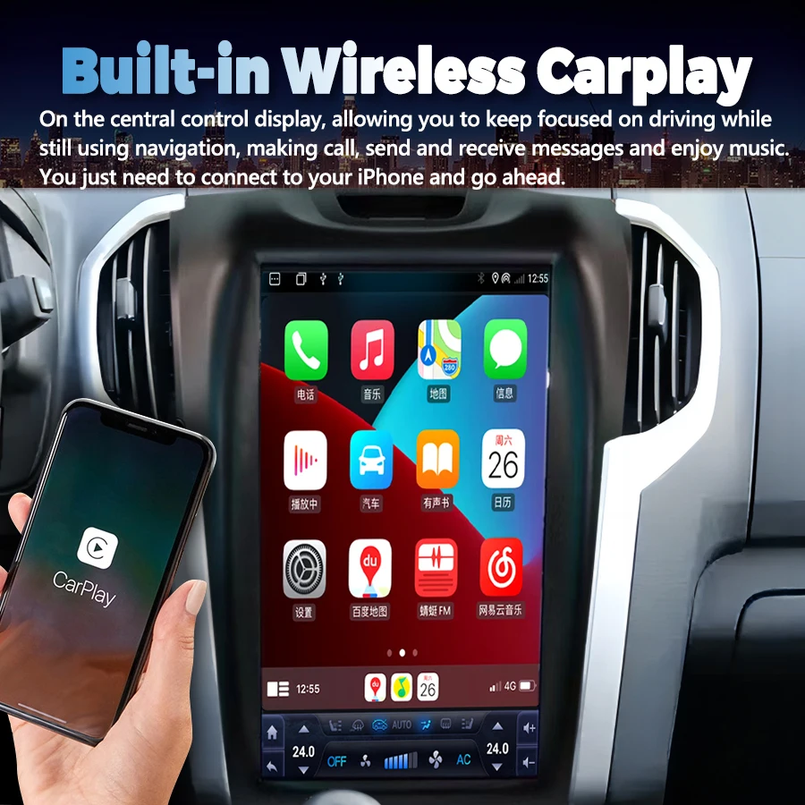 11.8 "سيارة أندرويد Ips شاشة ل ايسوزو D-Max Mu-X شيفروليه S10 2013 تريل بليزر Carplay راديو 2din ستيريو مشغل فيديو GPS HU
