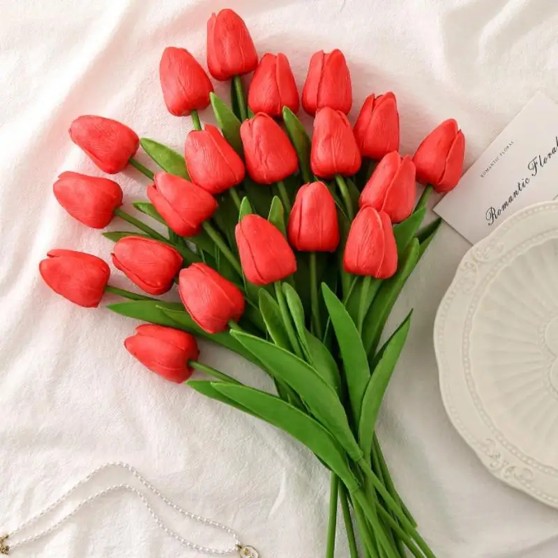 باقة توليب أنيقة، مثالية لحفلات الزفاف وديكور المنزل، هدية مثالية لعيد الحب وأعياد الميلاد والمناسبات الخاصة #4