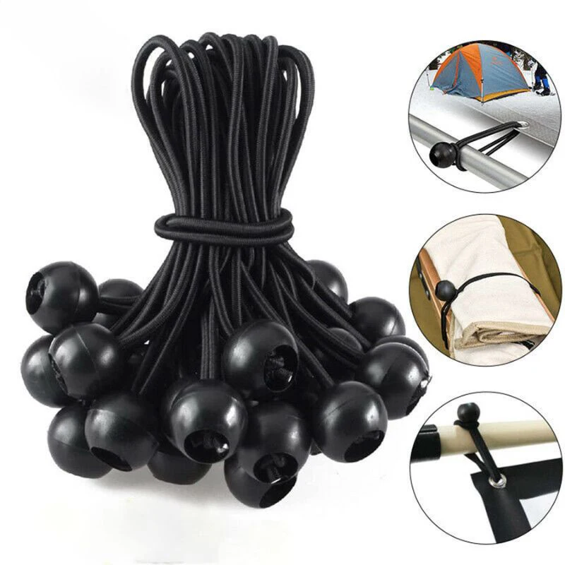 Ball Bungee Cords Ball Bungee Ties Heavy Duty Canopy Tie Downs for Camping, Shelter,Cargo,Projector Screen,Tent Poles 10/20Pcs