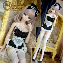 New BJD doll clothes 1/3 sexy lace bra panty set DD SD halter neck maid outfit bow headdress/lace socks doll accessories