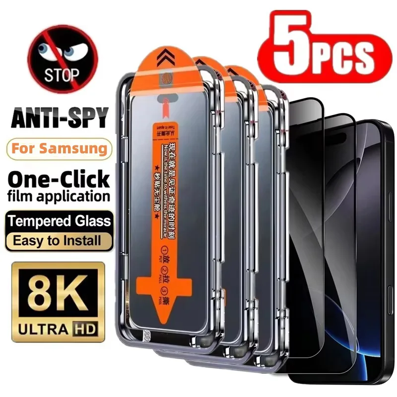 Privacy Screen Protector for Samsung S24 S25 FE S26 Ultra A56 A16 A55 A36 A26 A17 Anti-Spy Glass With Alignment Mounting Cover
