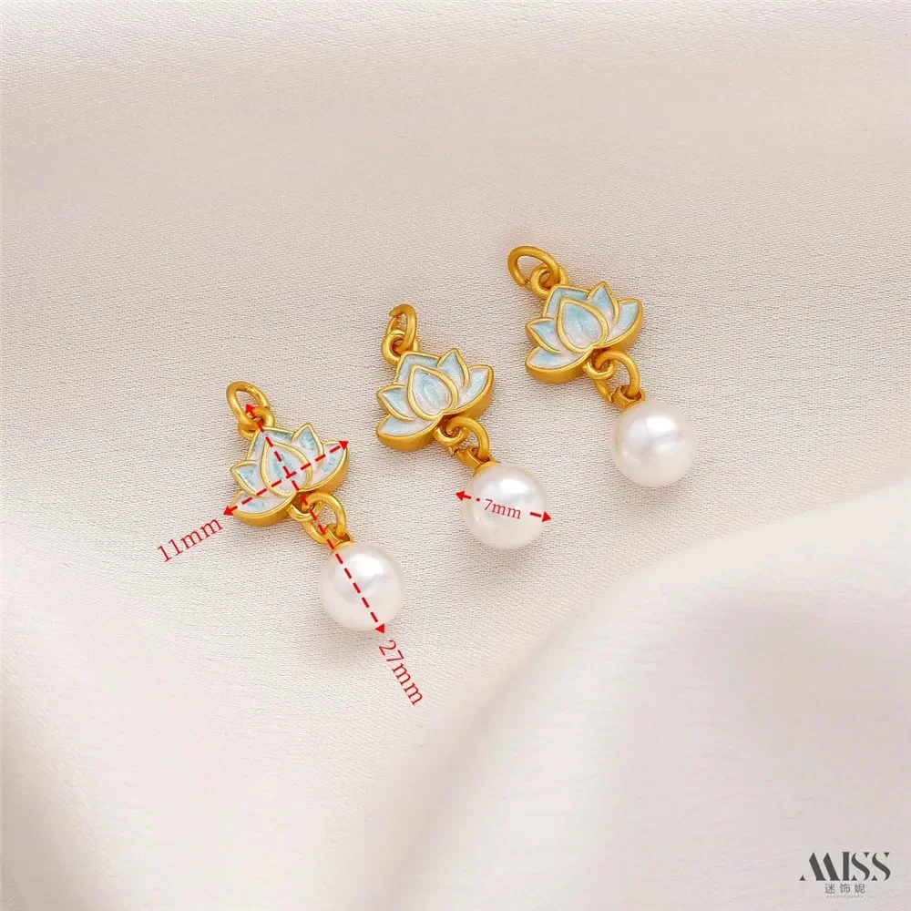 البكم الذهبي الرمال الذهب حزمة الذهب اللون السحلية قفل فلاش فراشة اللؤلؤ لوتس نانا تونغ قلادة DIY بها بنفسك مجوهرات اكسسوارات #6