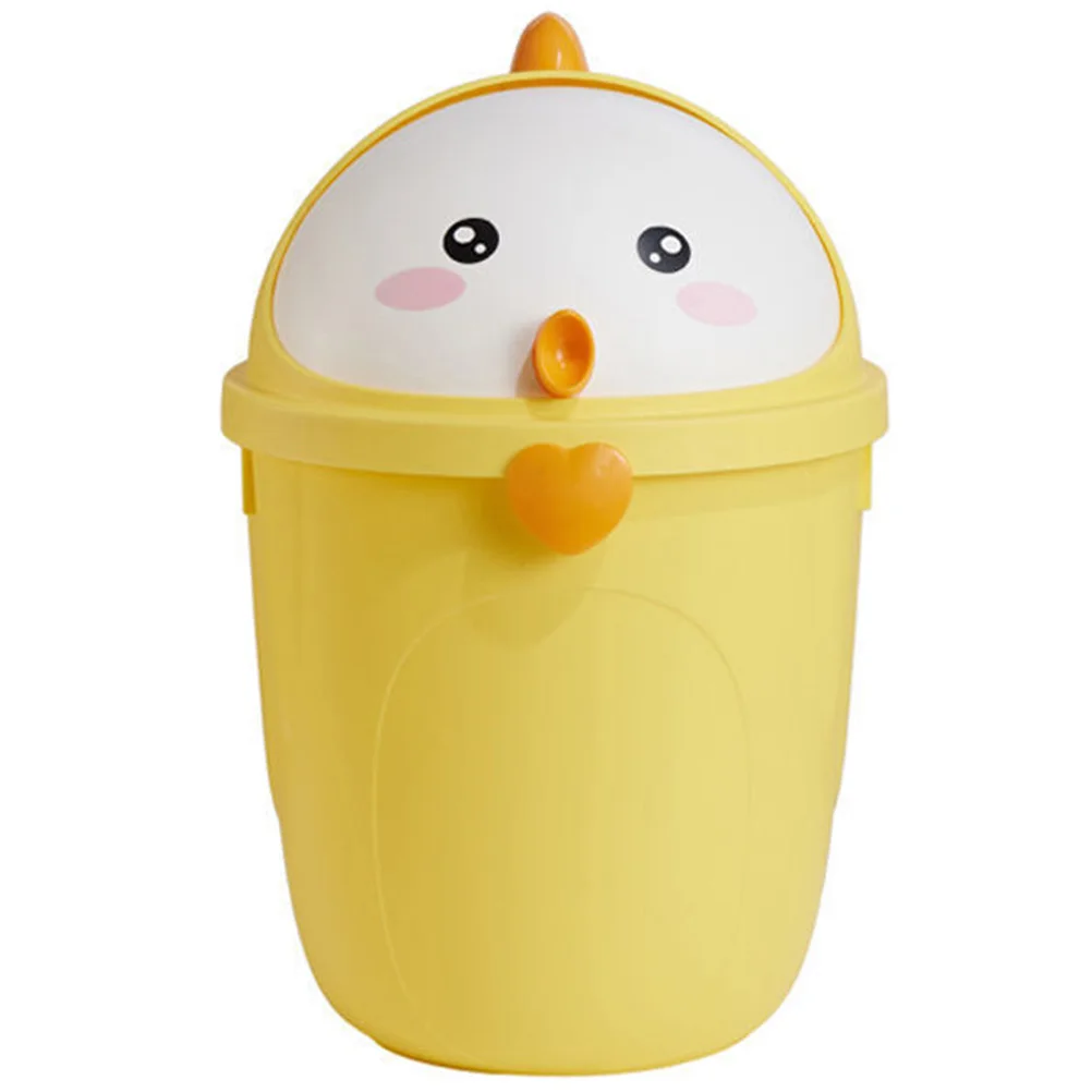 

1pc Small Trash Can With Lid Cute Chick Design Desktop Garbage Bin For Bedroom Office Tabletop Decorative Waste Container Mini